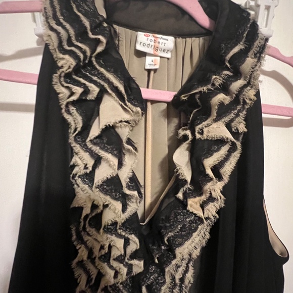 NEIMAN MARCUS TARGET ROBERT RODRIGUEZ Black Ruffled Sleeveless- Large - Picture 2 of 6